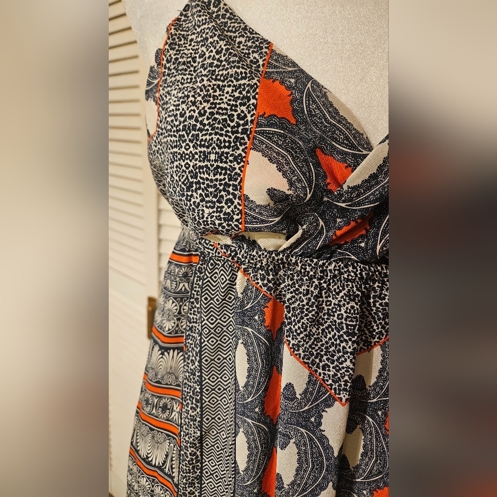 Gypsy 05 Silk Printed Maxi Dress Boho Triangle Top Small - Picture 5 of 13